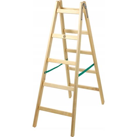 KADAX Holzleiter, Bockleiter bis 150 kg, klappbare Malerleiter, 5 Stufen