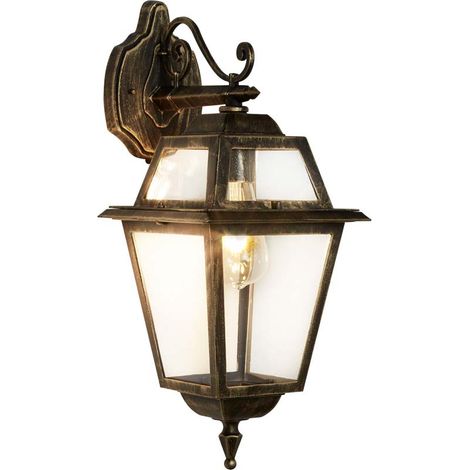 Applique Da Esterno Vintage Nuova Orleans Alluminio Nero Antico Vetro 1 Luce E27 (1/2)