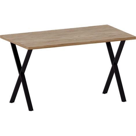 4 Seater Dining Table With X Shape Legs MDF Dining Area Kitchen Furniture, Oak