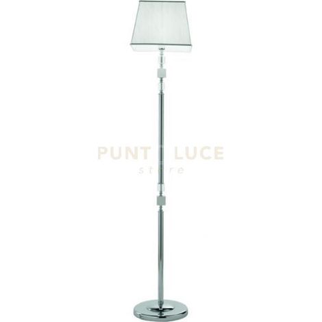 PIANTANA LIVIA CROMO,BIANCO E TRASPARENTE 1 LUCE ATTACCO E27 H.150+30CM
