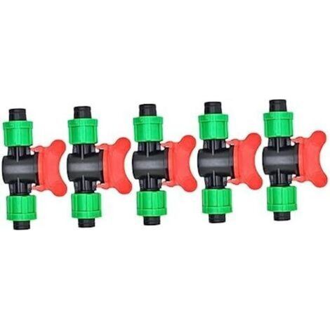 5 Pièces Valve Verte 16mm Tuyau d'arrosage Raccord cannelé 1/2 soupapes durite Lien Goutte à Goutte Valve Droite à Double Bouton Extérieur goutteur Vanne Droite Changer Accessoires (1/5)