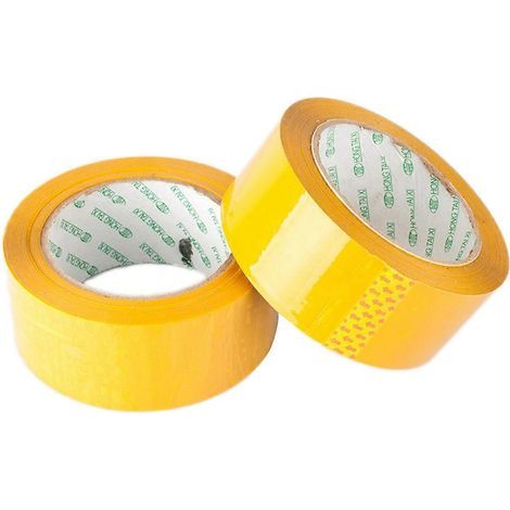 rouleaux de ruban adhésif transparent pour emballage et expédition : assure une fermeture adhésive forte et sécurisée de vos cartons (beige)-2 Rolls-Yellow (1/3)
