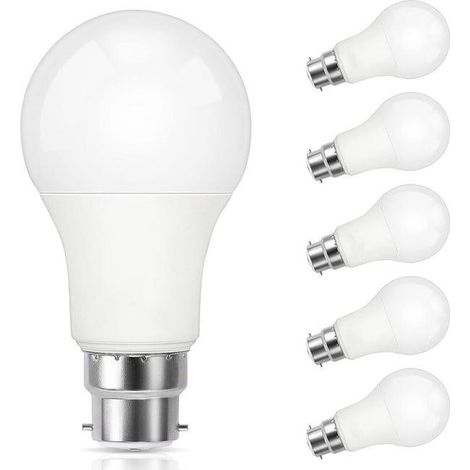 Ampoule LED B22, 9W lampe baïonnette équivalent 60W halogène, Blanc froid 5000K, 800LM, CRI 90, Non-dimmable,standard baïonnette B22 , 6 Pièces (1/4)