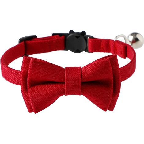 Collier Pour Chat - Réglable 15-28cm Avec Nœud Papillon Et Clochette - Pour Petit Chien Et Chaton - Lot De 1 (1/5)