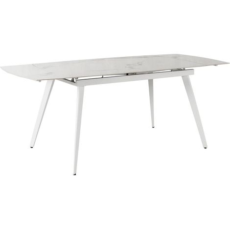 Tavolo Allungabile Nicolas con Piano in Sintered Stone Effetto Marmo Calacatta e Struttura in Metallo Bianco 140/200x90 cm - Nicolas (1/5)