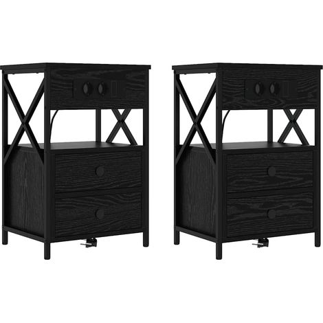 Maison Exclusive - Armadio da Notte con cassetto 2 pcs Rovere Nero 40 x 31 x 60 cm
