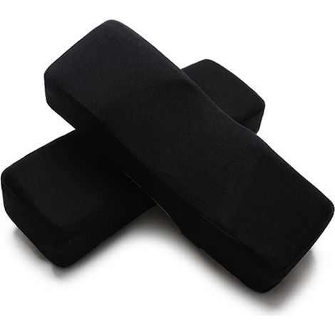Coussins d'accoudoirs ergonomiques pour chaise de jeu, coussins pour coudes, modèle incurvé pour fauteuil roulant d'ordinateur, en flanelle noire, devant 6 cm, dos 3 cm. (1/4)