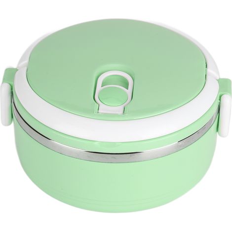 Boîte à lunch isotherme empilable pour aliments chauds, en acier inoxydable 304, ronde, avec couvercle hermétique, monocouche épaisse (verte). (1/5)