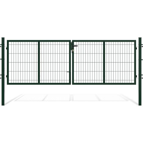Wolketon Cancello da giardino in acciaio verde con tubo quadrato, 300x100 cm (1/5)