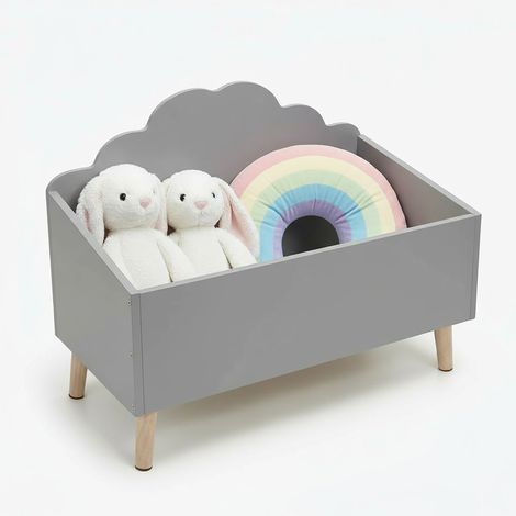 Kinder Aufbewahrungstruhe Wolke 58 x 45 cm - grau - Holz Ordnungskiste im kindgerechten Design