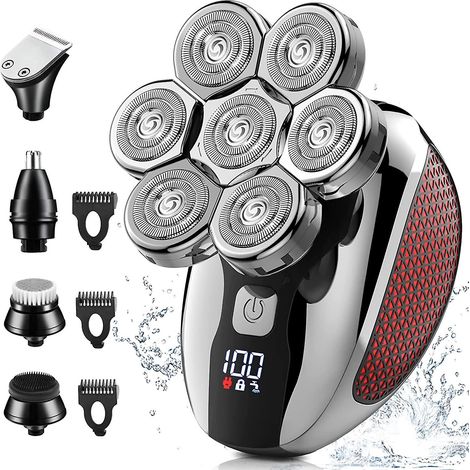 rasoir Pour Hommes 7d (rouge Vin), Rasoir Pour Hommes Rasoir Lectrique Pour Hommes Rechargeable Sans Fil Tanche Humide Sec Double Usage, Kit De G (1/5)