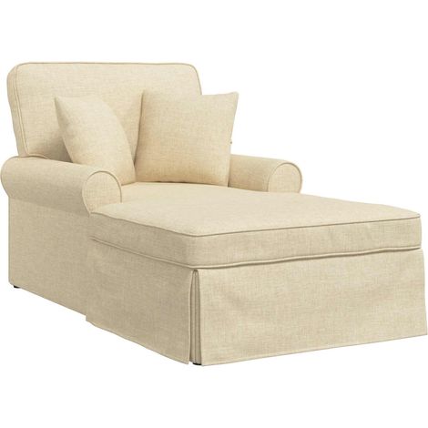 Chaise lounge avec jupe avec coussin 3 pcs Crème tissu