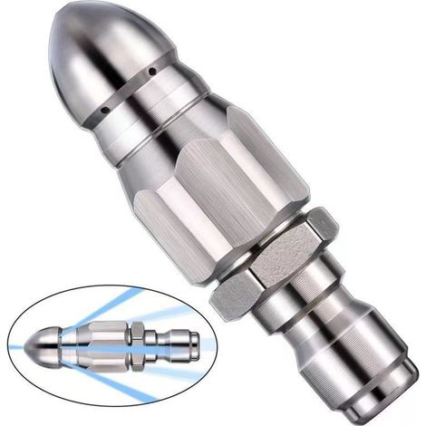2 Sets Stainless Steel Sewer Jetter Nozzle, 1/4'' Quick Connect Drain Cleaning Jet Nozzle, 5000 PSI High Pressure Washer Accessory (1/5)