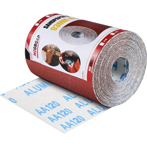 Rouleaux de Papier Abrasif 93MM x 5M, Grain 120 Papier de Verre Humide et Sec Rouleau Abrasif à l'Oxyde d'Aluminium pour Bois Métal Dérouillage Polissage (1/5)