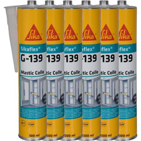 Lot de 6 mastic-colle à prise rapide SIKA Sikaflex G 139 - Blanc - 300ml