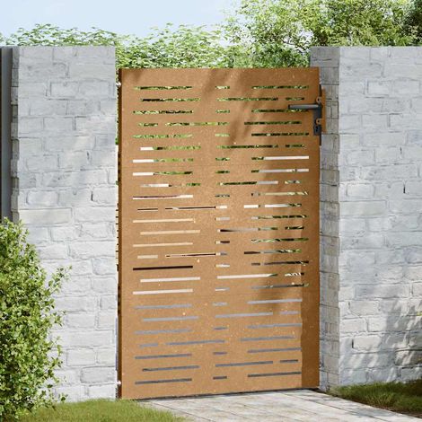 Portail de jardin-Portillon de jardin 85x150 cm acier corten conception de carré (1/5)