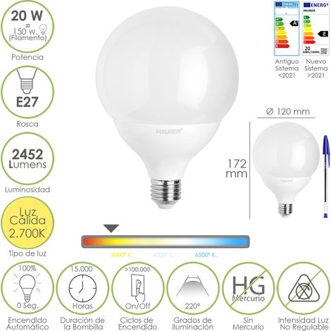 LAMPADA LED MAURER GLOBO E27 20W 2452L 2700K L.CALDA