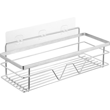 Étagère de douche adhésive sans perçage en acier inoxydable, support mural pour salle de bain, cuisine et toilettes