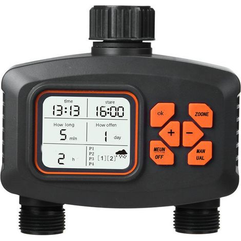 Temporizador de riego, temporizador de riego de jardín, hay cuatro programas de control del temporizador, modo de sincronización manual / automático, adecuado para el control automático de productos. (1/5)