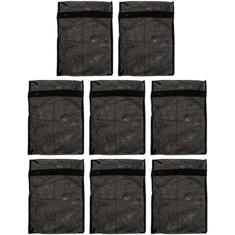 Lot de 8 sacs à linge en filet pour le rangement et le transport de vêtements. (1/5)
