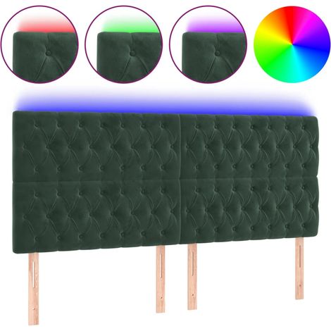 Tête de lit,Panneau décoratif à LED Vert foncé 180x7x118/128 cm Velours CFW6203543 (1/5)