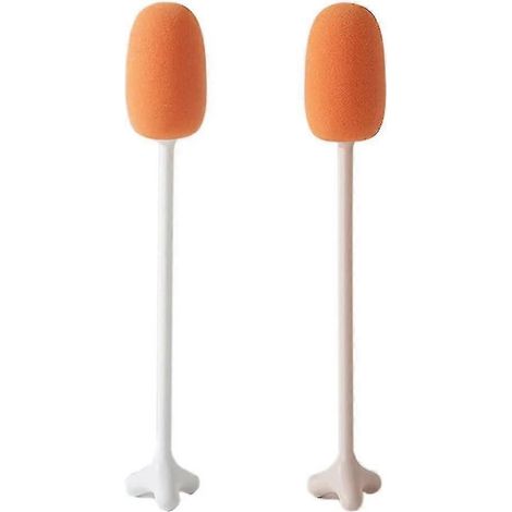 Lot de 2 brosses à bouteilles en éponge avec support et manche de 22 cm (8,6 pouces) pour nettoyer tasses, vases et bouteilles en verre. (1/5)