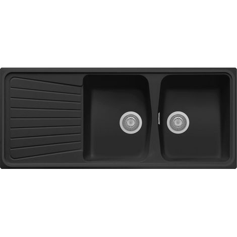 Lavello composito cucina Plados SP1162 due vasche con scolapiatti - UG 70 Nero Matt