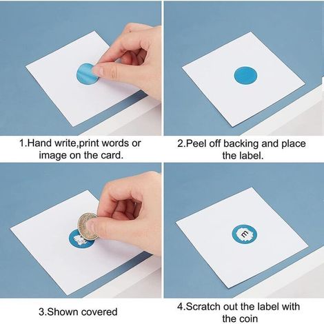 Runde Rubbelsticker – 500 Stück pro Rolle – Blau – Ideal für Spiele, Lotterien und kreative Aktivitäten (1/5)