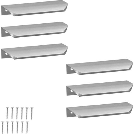Poignée de meuble moderne en aluminium argenté, 116 mm, lot de 6 (1/5)