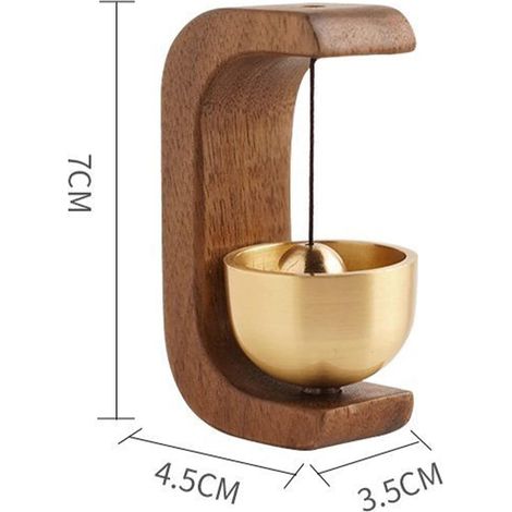 Campanelli eolici in rame puro e legno massello, campanelli eolici in stile giapponese con dopamina, campanelli eolici magnetici, decorazioni da appendere alla parete, per campanello frigorifero (noce (1/4)