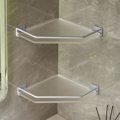 Silver Acrylic Bathroom Corner Shelf Shower Organiser (1/5)