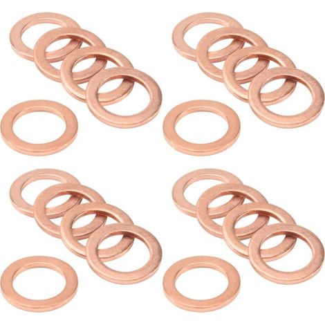 20 Pièces Rondelles Cuivre 12x18x1.5mm Joints Étanchéité Anneaux Plats (1/4)