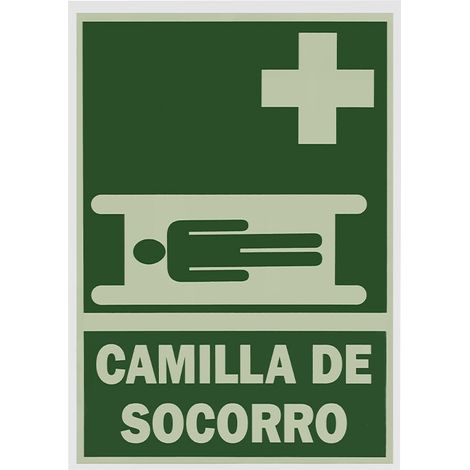 Cartello fluorescente in PVC AID STRETCHER 21x29 cm, verde e bianco, alta visibilità