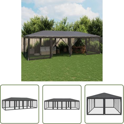 vidaXL Partyzelt mit 12 Mesh-Seitenteilen Anthrazit 8x4 m HDPE (1/5)