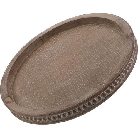 Decorative Tray, Handmade Round Vintage Brown Wooden Beads, Rustic Farmhouse Style Kitchen Centerpiece (1/5)