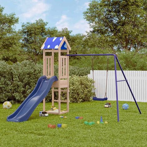 Aire de jeux extérieure : Aire de jeux d'extérieur bois de pin imprégné jeu extérieur enfant, aire de jeu jardin, balançoire enfant , pour jardin, usage domestique , enfant 3-8 ans (1/5)