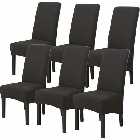 Housses de Chaises 6 pièces Grand Taille Noir,Housses pour Chaises de Salle a Manger Universelle, Couverture Couvre de Chaise Salon Moderne pour Mariage Reunion (1/5)