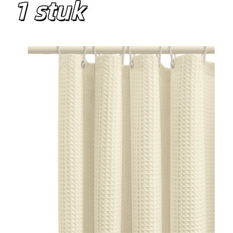 Rideau de douche épais en jacquard avec motif gaufré et doublure imperméable sans perçage dimensions 200 x 180 cm pour salle de bain couleur jaune (1/5)