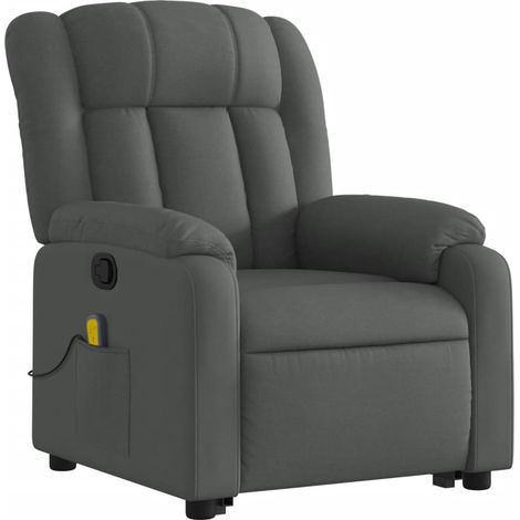 Poltrona relax TV funzione massaggio reclinabile 6 punti massaggio in tessuto grigio scuro DEC026962
