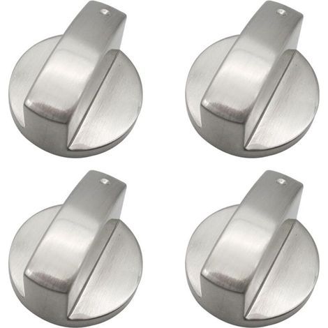 Manopola di ricambio per piano cottura in metallo argentato, 6 mm, 4 pezzi, manopola di controllo universale per piano cottura a gas, fornello da cucina, forno a gas, manopola da 6 mm (1/4)