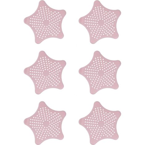Crépines d'évier en caoutchouc en forme d'étoile de mer – bouchon de crépine d'évier de cuisine en silicone – récupérateur de cheveux pour bonde de baignoire (rose) (1/5)