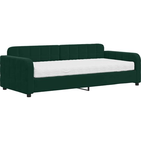 Maison Exclusive - Divano Letto con Materasso Verde Scuro 90x200 cm in Velluto