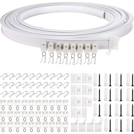 Rail de plafond pliable pour rideaux incurvés – PVC nano synthétique et acier doux – Longueur 5 mètres – Installation facile et pliage sans effort - Diviseur-5 (1/5)