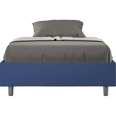 Letto 1 Piazza E Mezzo 120x190 cm Senza Rete Senza Testata Imbottito in Similpelle Azelia Blu (1/4)