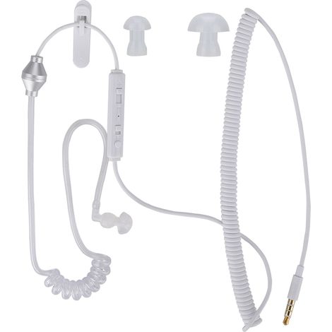 Écouteur unilatéral 3.5mm anti-ondes avec tube à air, micro intégré, mini enrouleur intégré, oreillette sans rayonnement. (1/5)