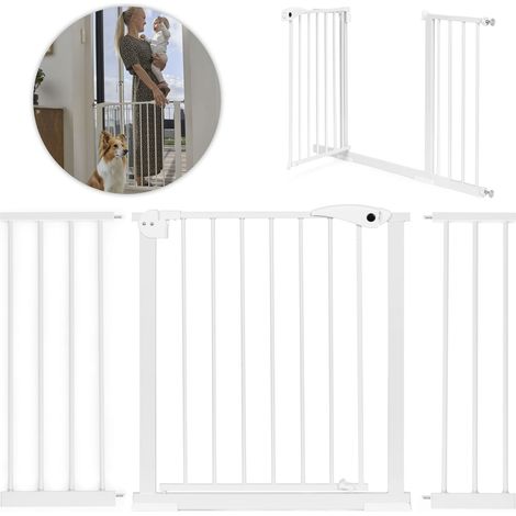 Barriere de securite pour escaliers et portes 74 132 cm acier blanc (1/5)