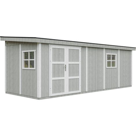 Abri de Jardin Qualité Premium 14,30 m² - H231x248x648 cm - Timbela M941-TUNDRA GREY (1/5)