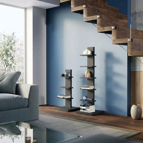 Sapientino: Comodino design multifunzione, libreria e portaoggetti per soggiorno, camera da letto o bagno - Basalto (1/5)