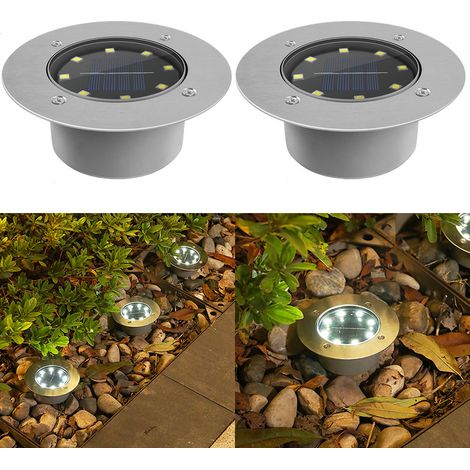 2 luces solares decorativas para exteriores, ideales para patio, jardín o villa, impermeables y empotrables, con tecnología LED y luz blanca. (1/5)