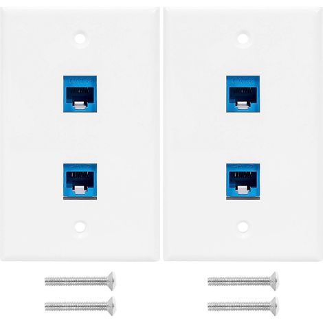 Packung mit 2 Ethernet-Wanddosen, 2 Anschlüsse, RJ45 Cat6 Buchse-zu-Buchse-Steckverbinder, 2 Anschlüsse (1/5)